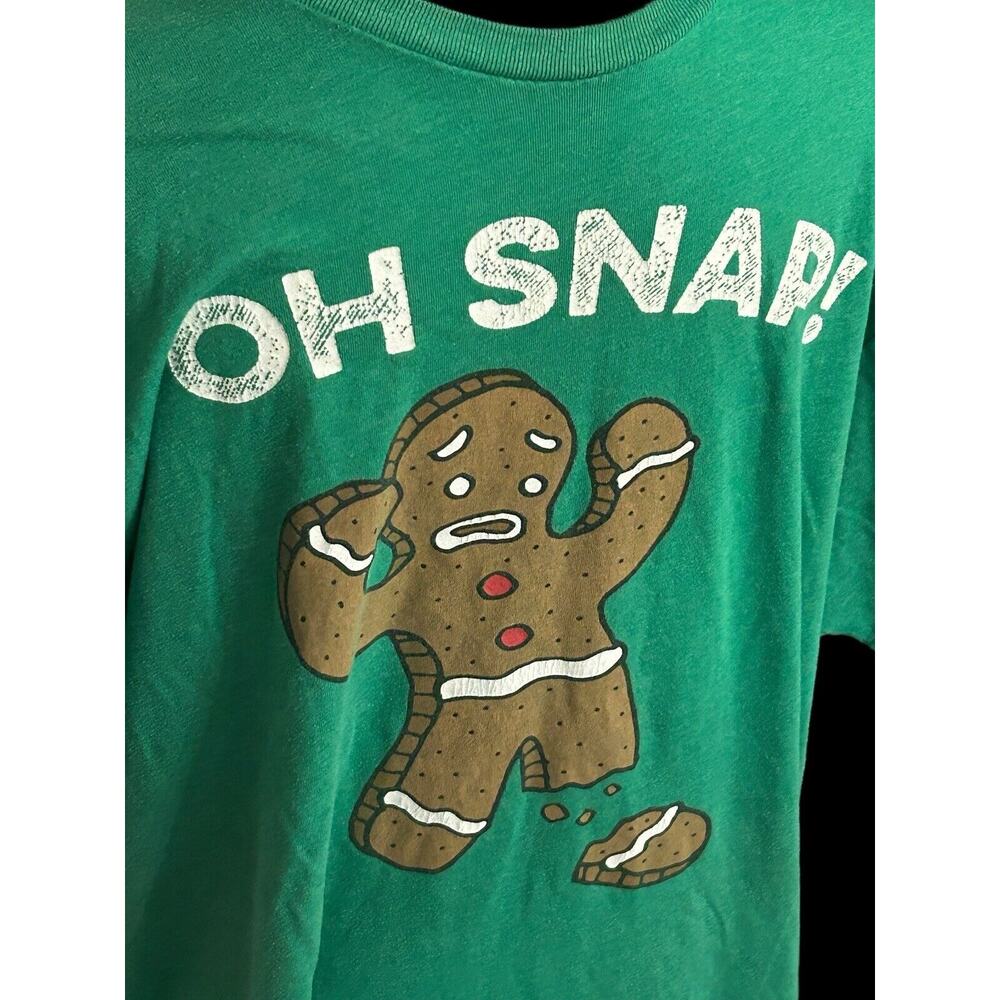 Gingerbread Man Shirt Men's Large OH Snap! Funny Christmas Tee Holiday‎ Time - Picture 3 of 6